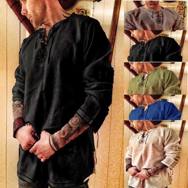 Cosbao Knight Cosplay Stredoveký kostým tunickú halloween kostým pre mužov dospelých Viking pirát maskovanie luxusného oblečenia karneval shir