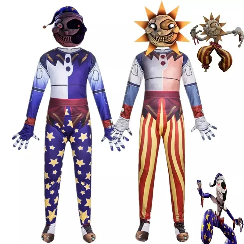 Cosbao Sundrop a Moondrop FNAF Cosplay kostým deti Anime kombinéza Maska Horor Halloween vianočná narodeninová oslava kostým