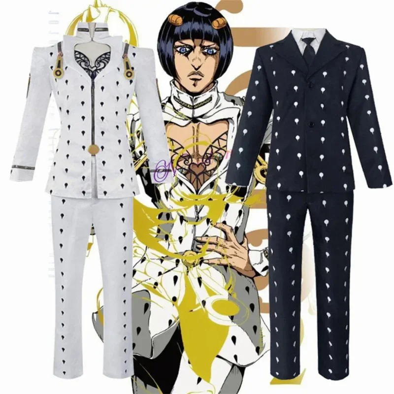 Cosdea anime jojo bizarné dobrodružstvo bruno bucciarati cosplay kostým biele čierne obleky uniformy mužov Ženy plné set