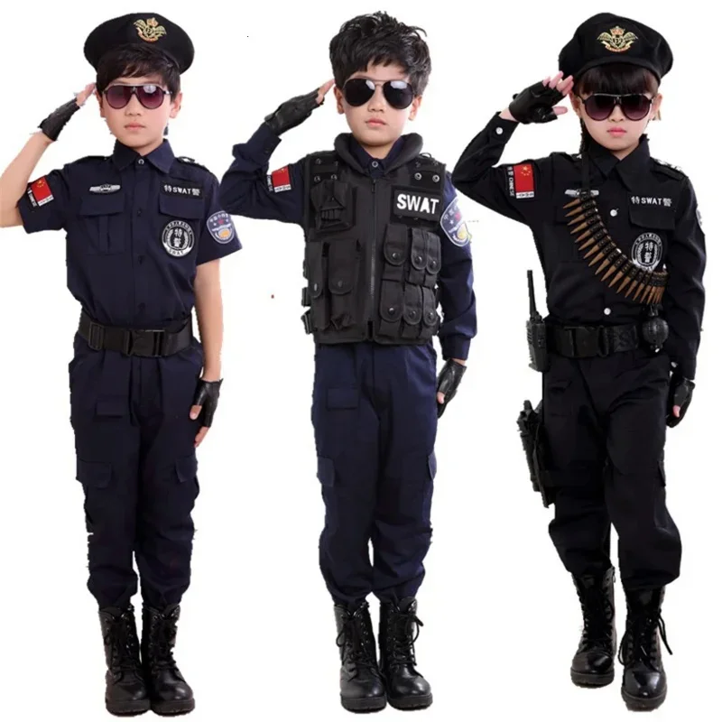 Cosdea Boys Cossplay pre deti Cosplay pre deti Armáda Policajné odevy súpravy s dlhým rukávom bojové predstavenie unifo