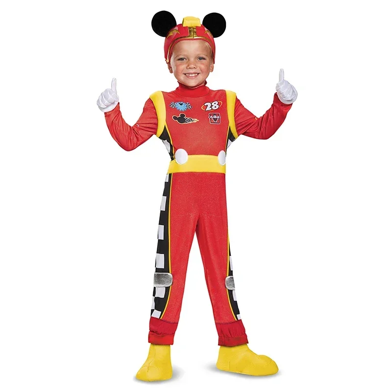 Cosdea Cute Red Mouse Roadster kostým pre chlapcov Racer Uniform Halloween kostým Kids Detský automobil s automobilom Vodič pre Purim Carniva