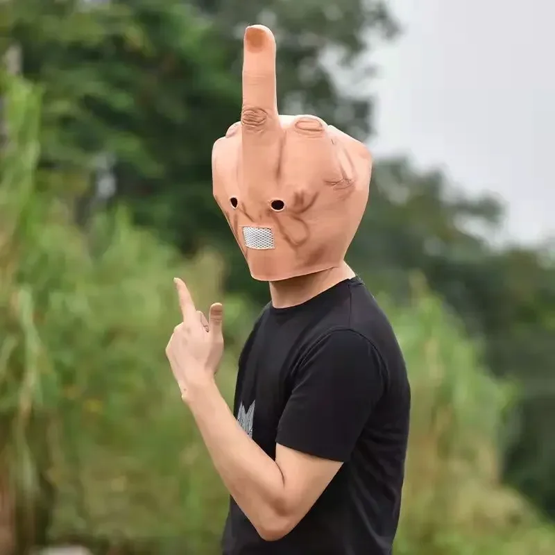 Cosdea Middle Fing Halloween plná maska ​​hlavy latex strašidelný kostým Party Cosplay Horor vtipné rekvizity doplnky
