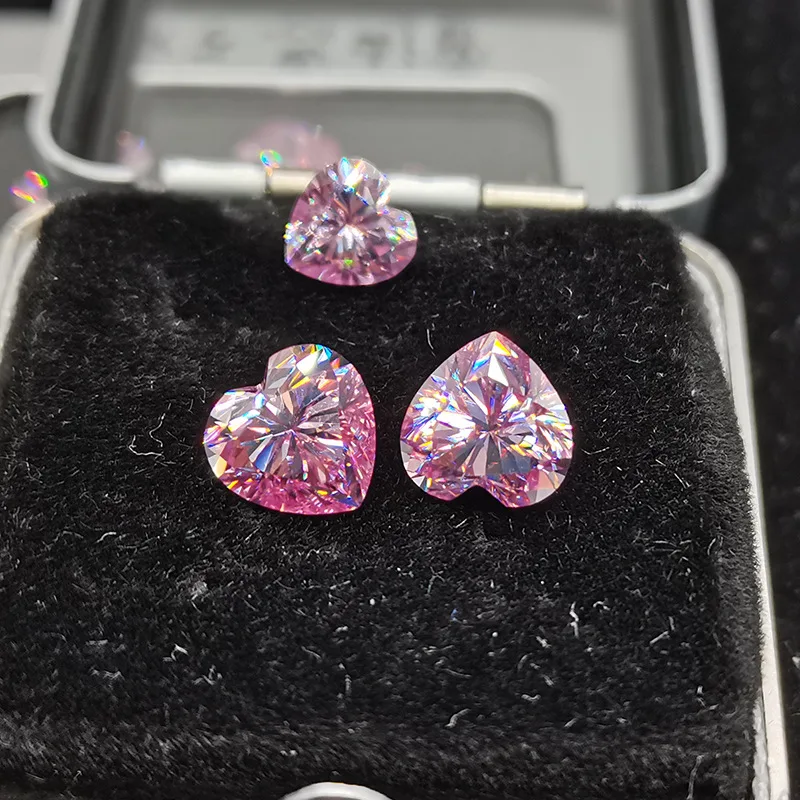 Cosfix vzácne ružové strihové strihy Moissanit Loose Stones D farba VVS1 Champagne Sea Blue Srdce Tvar certifikovaný moissanitovými diamantmi