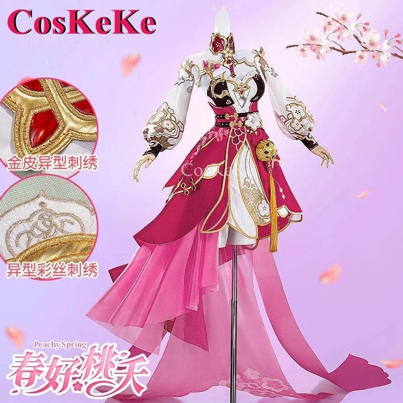 Coskeke Elysia Cosplay Game Honkai Impact 3 kostým broskyňová jarná pleť sladké elegantné šaty aktivity Party