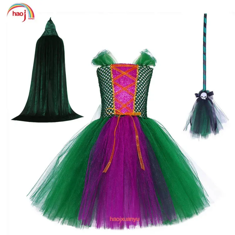 COSL120 HOCUS POCUS 2 HALLOWEEN KONTÁLNE COSPLAY Girls Witch Sanderson Sestry Mary Sarah Winifred Dress Child Masquerade Party