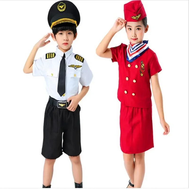 Coslan Carnival Pilot Uniforma letušky cosplay kapitán Aircraft Halloween kostýmy pre deti vojenské uniformy anime maškaráda