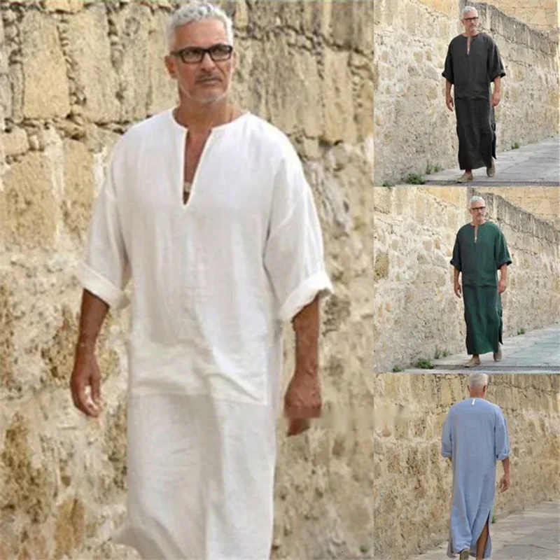 Coslan Mens arabské dlhé rúcho Saudská Arábia jubba Thobe Kaftan Blízky východ Islamský odev Moslimské módy Arabské šaty Abaya Dubai