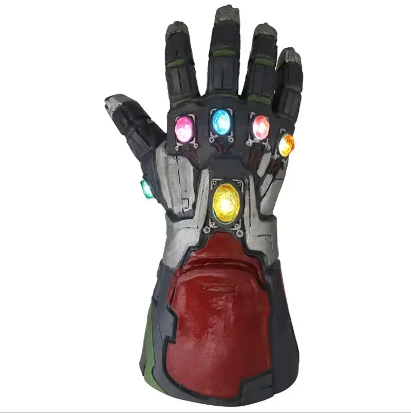 Cosplay 1/1 superhrdina Iron Man Thanos latex rukavice LED LED ľahké Gemstone rukavice kostýmy luxusné šaty Party Anime pódium rekvizity