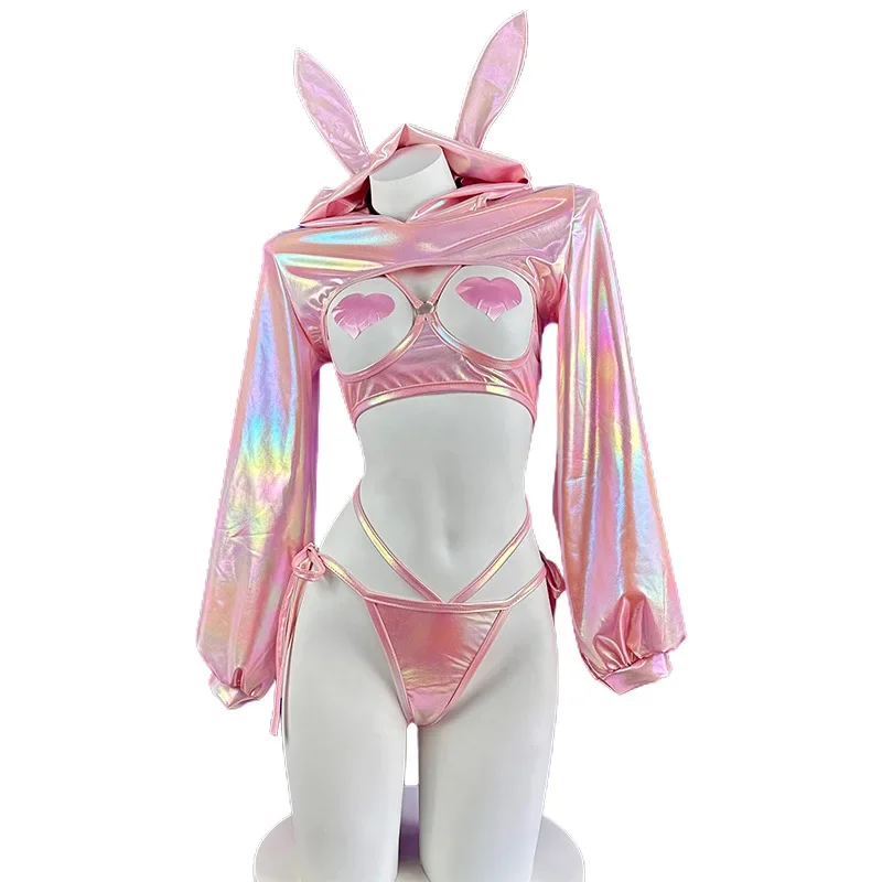 Cosplay anime originálne Cyberpun Bock Bunny Girl laser sestra sexy anime cos erotický ružový nálepka hrudníka Cosplay kostýmy