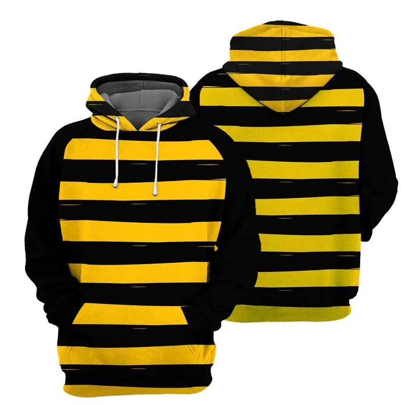 Cosplay Bee Hoodies Pánske odevy s dlhým rukávom Mukina slova 3d tlačená vtipná zvieratá pruhované 2024 Jeseň vonkajšia mikina