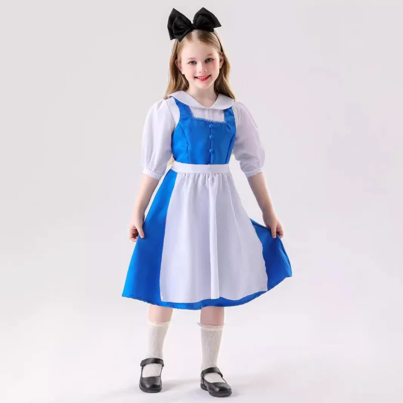 Cosplay deti Alice v ríši divov Super roztomilý kostým Blue Maid Ware Halloween Performance Costyes
