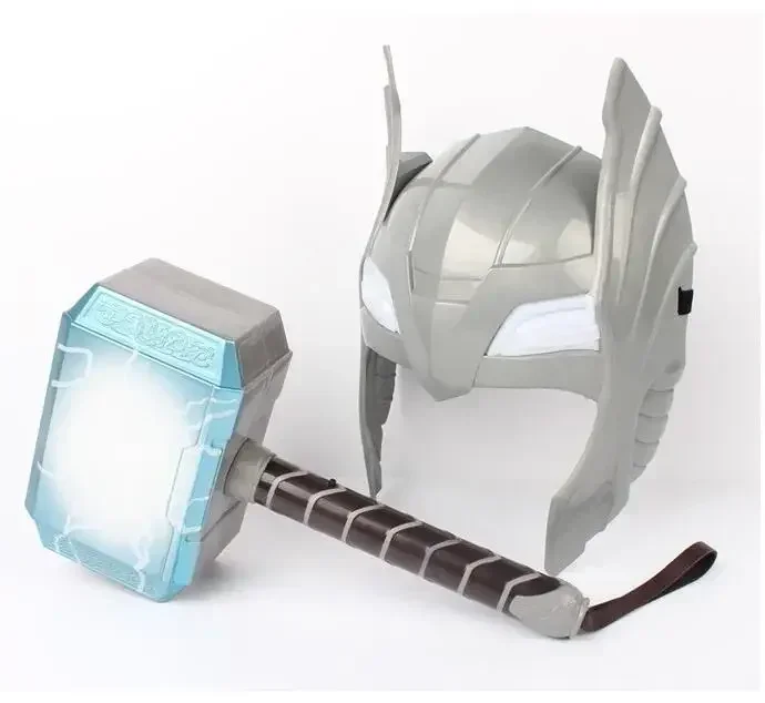 Cosplay kostým strany rekvizity cosplay superhrdina Thor LED svetlo svetelné svetelné zvukové zvukové prilba maska ​​zbraň kladivo kladivo šaty Party anime