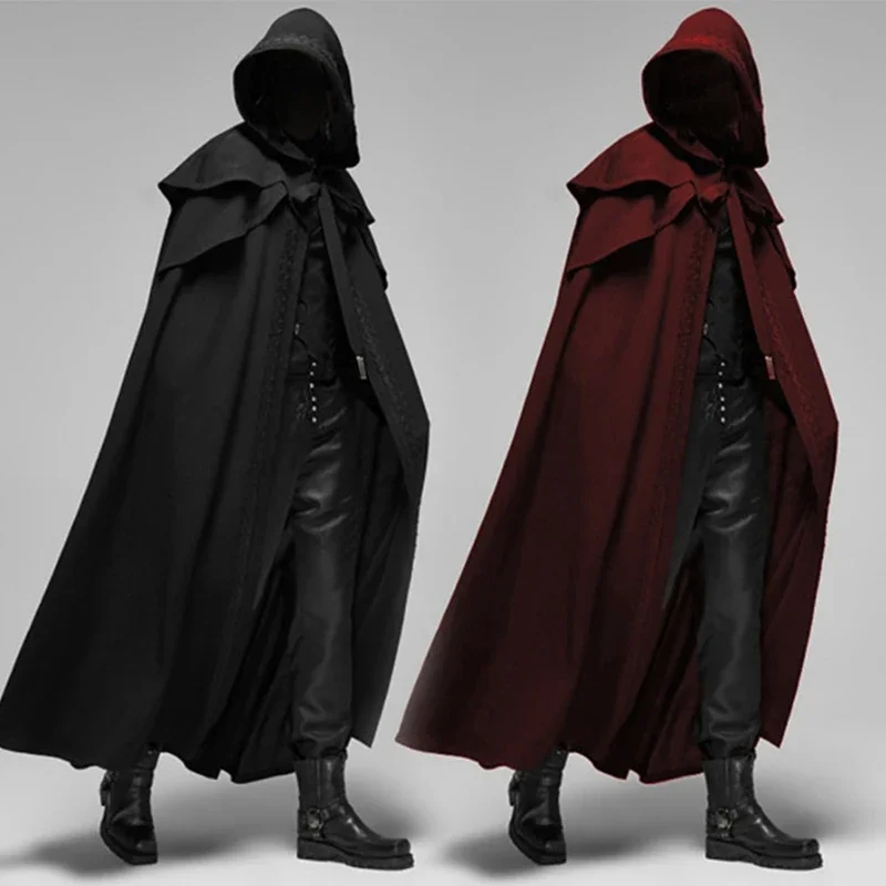 Cosplay Medieval Men kostýmy rytier pirát princ gotický retro s kapucňou plášťové čiapky dlhé šaty bundy kabáty karneval halloween