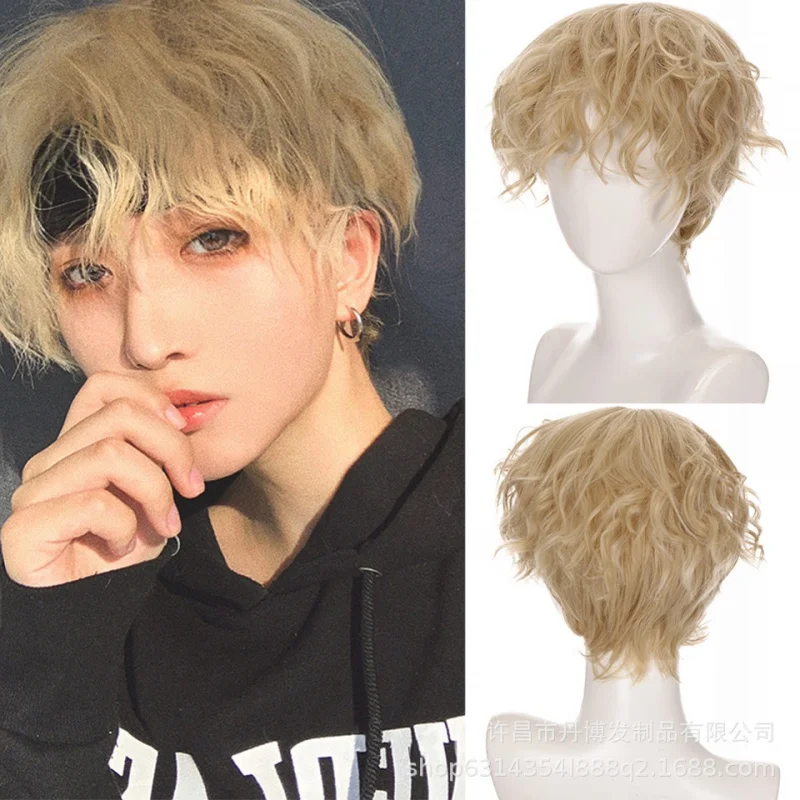 Cosplay parochňa Pánska horúca fólia Našúčala pekné denné krátke vlasy japonský štýl vlny
