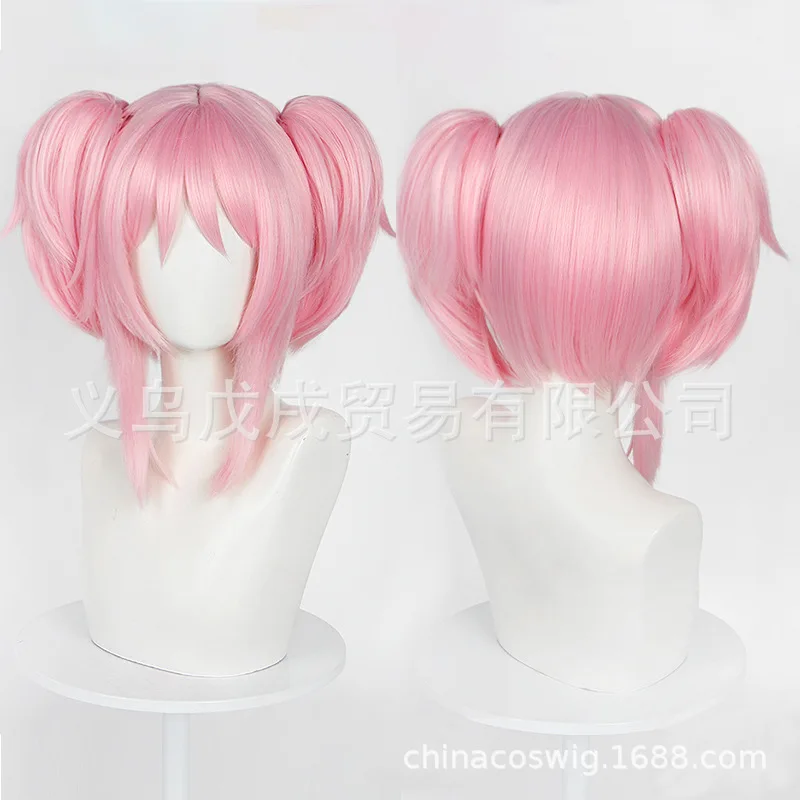 Cosplay pentagram parochňa Puella Magi Madoka MAGALA KANAMA Madoka COS Parochňa hlavy Top Tiger Clip Double Ponytail
