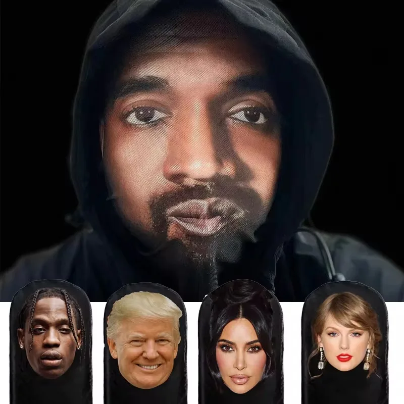 Cosplay pokrývka hlavy Hip Hop Hop Módna klobúky hlavy hlavy Nové 3D tlačené maska ​​Kanye Elastic Mesh Halloween Decor Cule Face Mask Unisex Unisex
