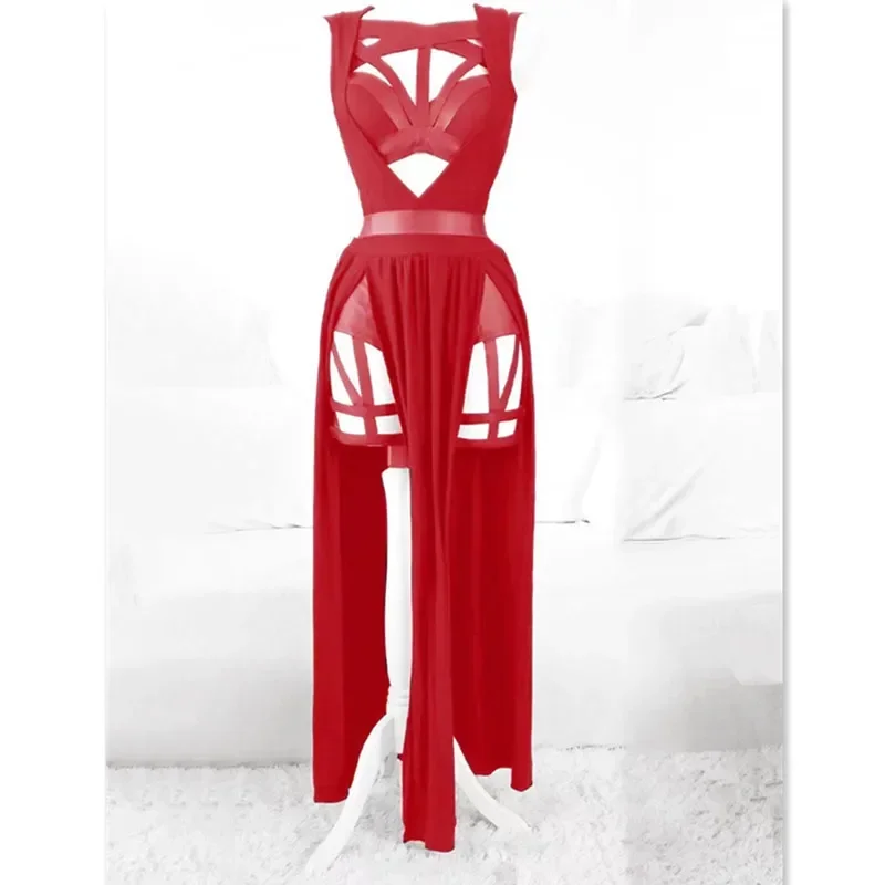 Cosplay sexy ženy párty šaty hrudné podložky Gotické erotické spodky červené bandážové dutiny z karnevalu kostýmy Vestidos de fiesta