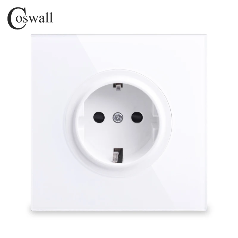 Coswall Pure Glass Rám EU Rusko Španielska na stenu zásuvky zakotvená s ochranným zámkom dieťaťa biele čierne šedé zlato