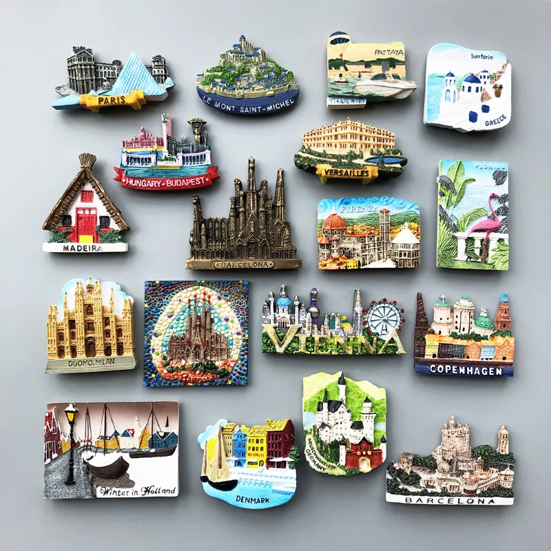 Country chladnička magnety Francúzsko Florida Flamingo Island Dutch Florence chladnička magnet slepka na svetový suvenír Magnetický suvenír