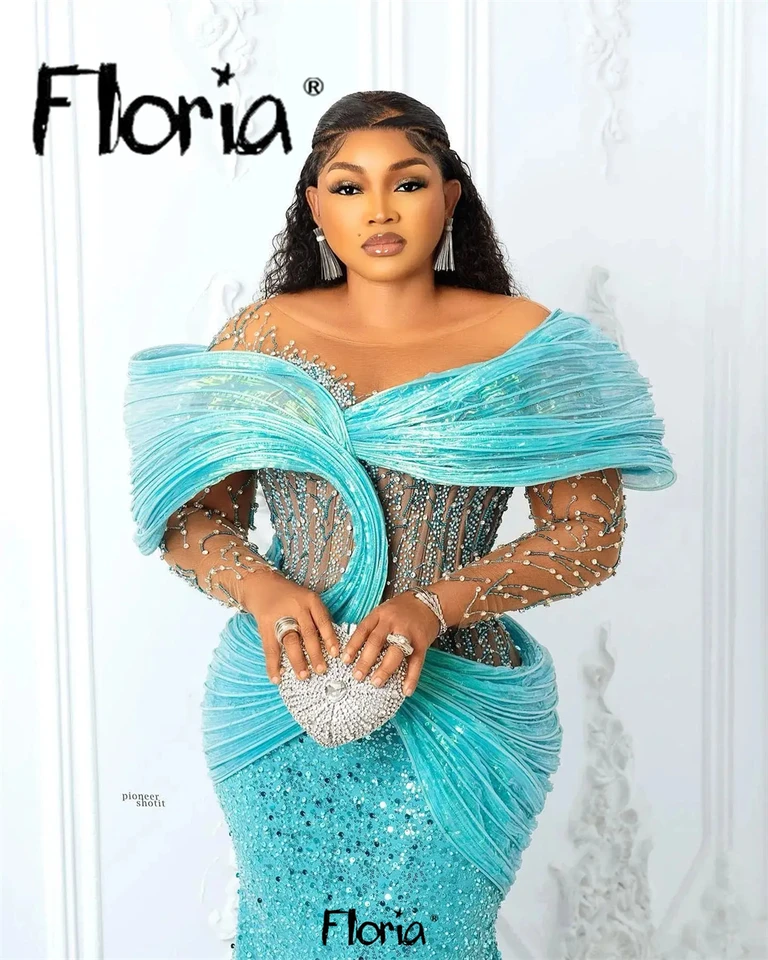 Couture Mint Green Plus Prom Dayses Africa Dámske šaty Svadobné šaty Fližby morská panna zásnub
