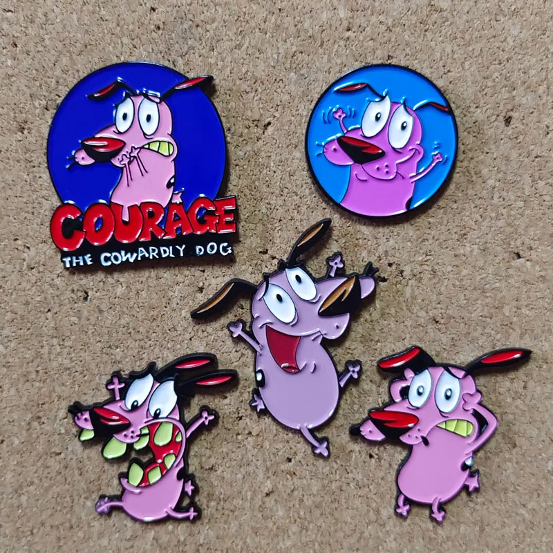 Cowardly X Dog Enemal Pins Brošes pre ženy Karikačný odznak na batohové klobúkové dekorácie Doplnky Anime šperky Fanúšikovia darček