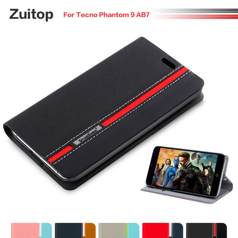 Cowboy Pu Leather Tack Tack Pase pre Tecno Phantom 9 AB7 Flip Case pre Phantom 9 AB7 Business Case Soft Silikone Zadný kryt