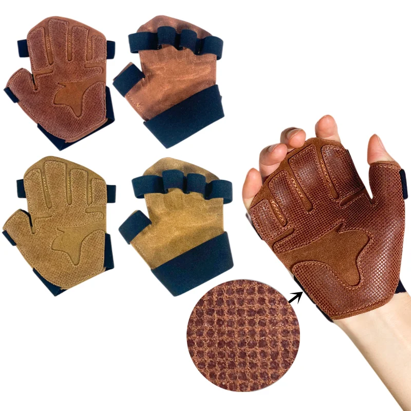 CowHide vetraná hmotnosť Rukavice Zdvíhacie rukavice Men Dámske telocvičňa Cvičenie Rukavice pre fitnes vzpierajúce pull Ups Ochrana dlane podporu dlane