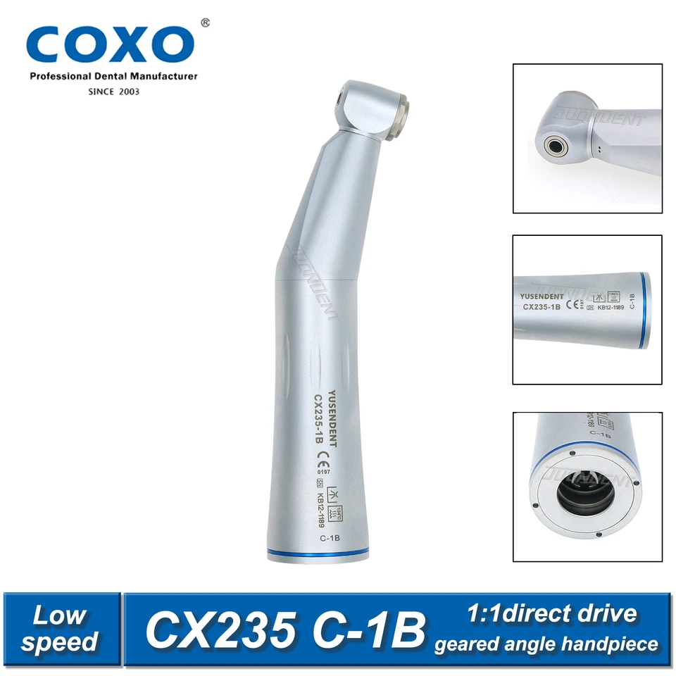 Coxo Dental Low Speed ​​Hader kader Contra Angle CX235 Interný vodný sprej elektrický motor 2/4 otvor E Typ Fit NSK KAVO DENTAL TOOLS