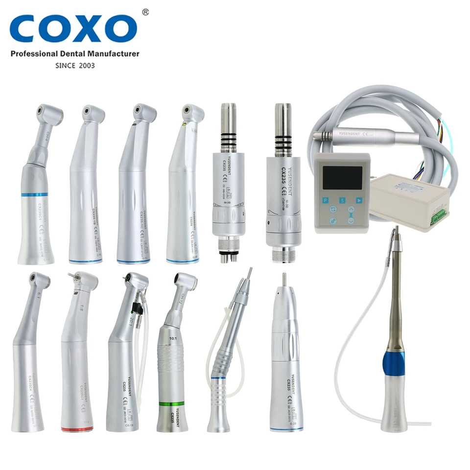 Coxo Yusendent Dental Electric Micro Motor Micro Motor s nízkou rýchlosťou Vnútorné vodné vlákno Optický uhol/rovný násadec CX235