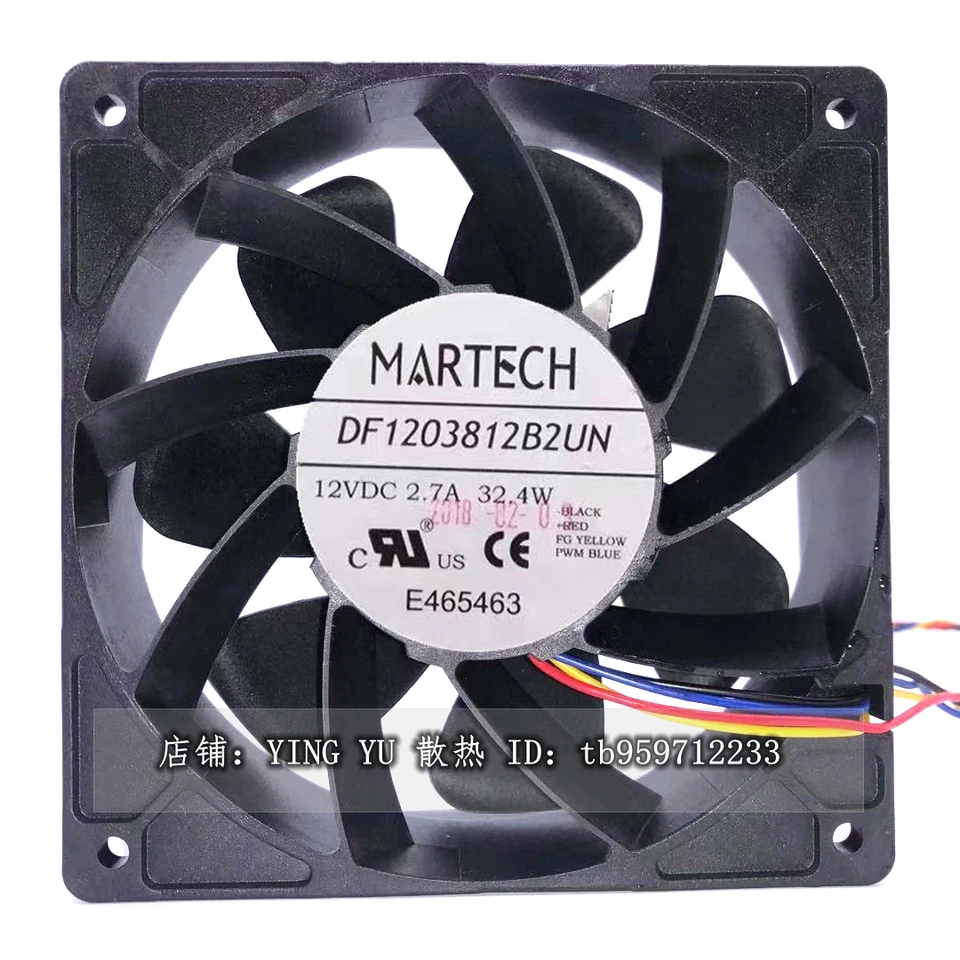 CPU Cooling Fan 4-Wire pre Martech DF1203812B2un 12cm 12v 2.7a Cooler ventilátor 12038 120x120x38mm