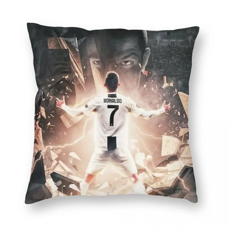 CR7 Ronaldo Futbalový futbalový vankúš mäkký polyester vankúšový kryt dekoratívny vankúšový obal na vankúšový kryt domáci zips 40x40cm