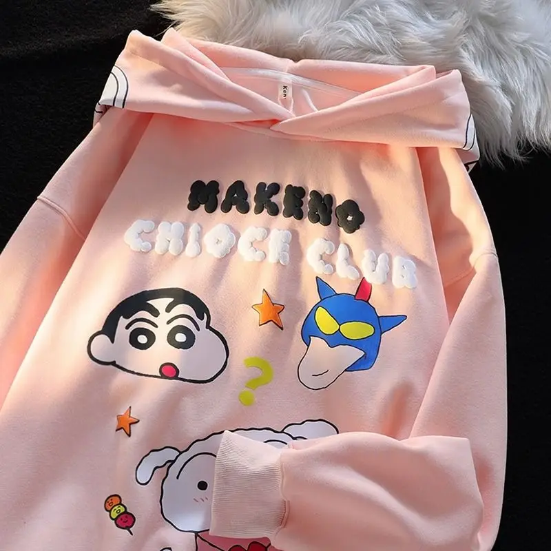 Crayon Shin-Chan Fleece Hooded Mukenica karikatúra Cutoon Plus Velvet Autumn and Winter Pary Mikina mikina Top dovolenka Darčeková hračka