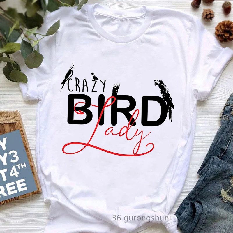 Crazy Bird Lady Graphic Tlač Tričko Dámske oblečenie 2022 Kawaii Cockatiel Parrot Parrot tričko femme harajuku košeľa letná módna top