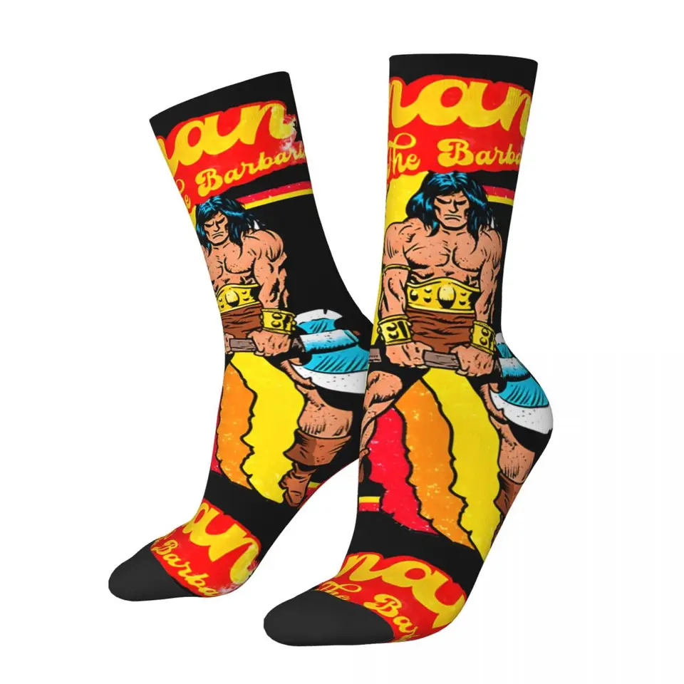 Crazy Compression All Style Sock for Men Harajuku C-Conan Barbarský bezšvový vzor Crew Sock Casual