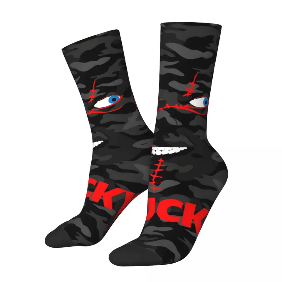 Crazy Compression Logo Sock for Men Harajuku C-Chucky Kvalitný vzor Crew Sock Novinka