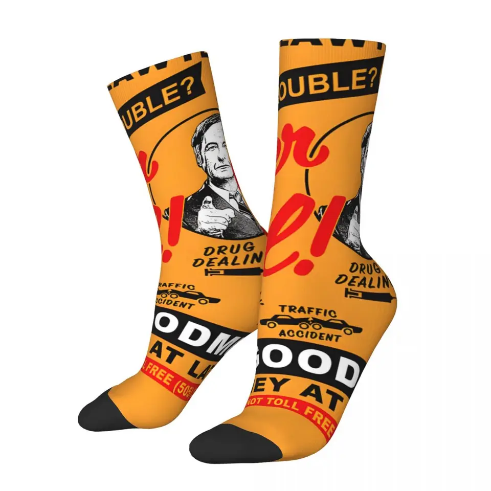 Crazy Compression Logo Sock for Men Vintage B-Better Call Saul Plynus Crew Sock Sock Casual