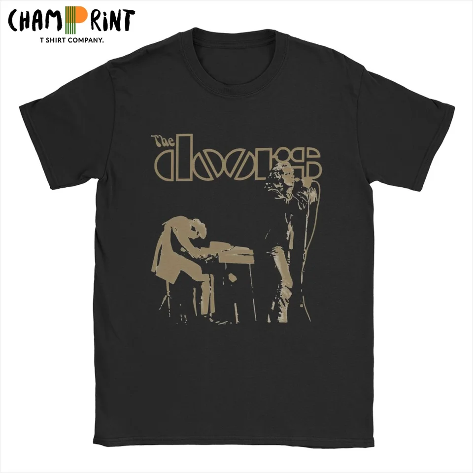 Crazy the Doors Band mojo risin tričká pre mužov Crewneck Cotton T košeľa s krátkymi rukávmi pre dospelé vrcholy
