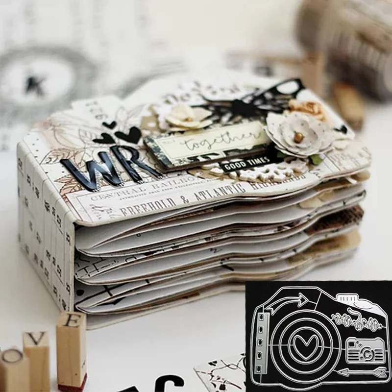 Crazyclown Camera Album Metal Cutting Dies DIY Scrapbooking Embosing papier Photo album remeselnícke šablóny plesnia