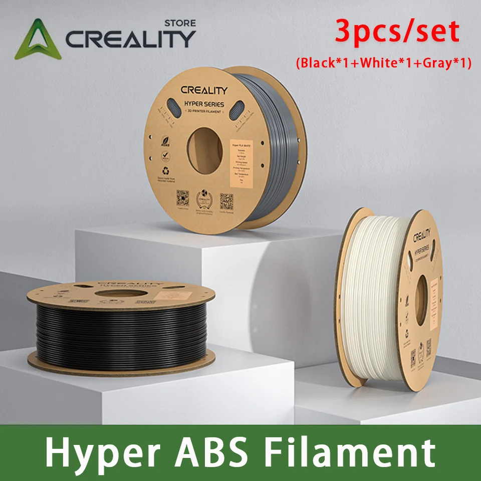 Crearity Hyper ABS vlákno 1,75 mm 3ks pre vysokorýchlostnú tlač vhodnú otvorenú tlač, 1 kg (2,2 libry) cievka Fit väčšinu tlačiarne FDM
