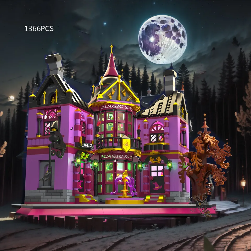 Creative Architecture City Street View Mini Block Magic Shop Building Building Brick Wizard Figures Hračky s ľahkou zbierkou pre darčeky