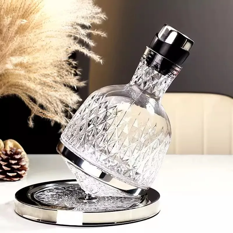 Creative Crystal Glass Cup s vekom, pohárik rotácie, prevzdušňovač vín, dekanter, 1500 ml