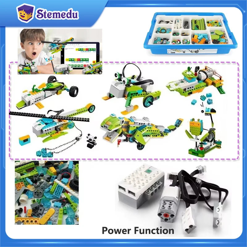Creative DIY Programovaná robotika 45300 Elektronické tehly Vzdelávacie puzzle Blokovanie výkonových funkcií Hračky pre robotické autá
