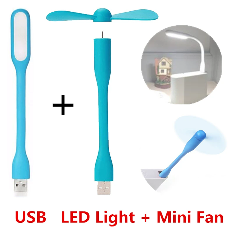 Creative USB Fan Flexibilný prenosný mini ventilátor a USB LED svetlo žiarovka Xiaomi Book pre notebookový počítač Power Bank Computer Summer Gadget
