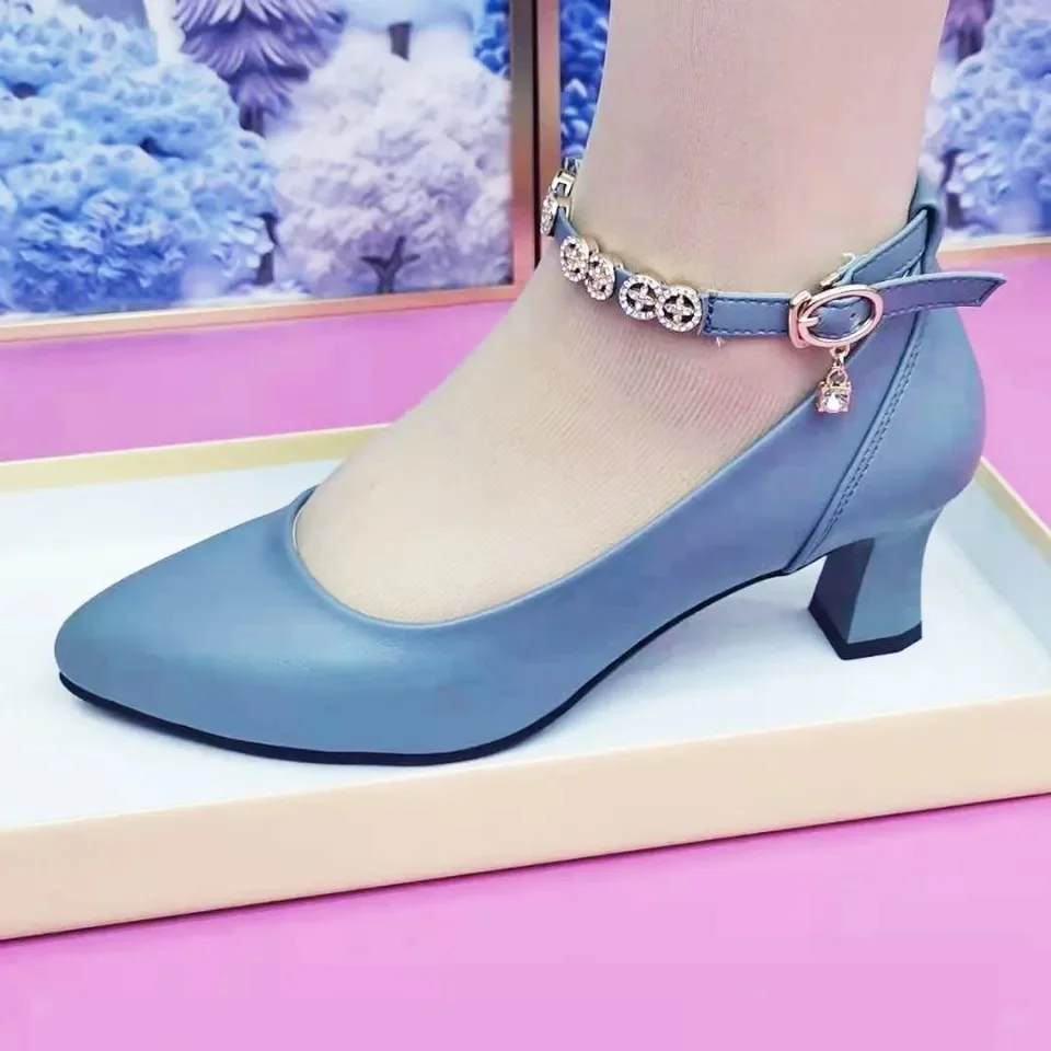 Cresfimix Ženy módne elegantné motýlik Party Square Päty Navy modré čerpadlá ženské roztomilé pohodlie Spring a jesenné päty topánky B6406W