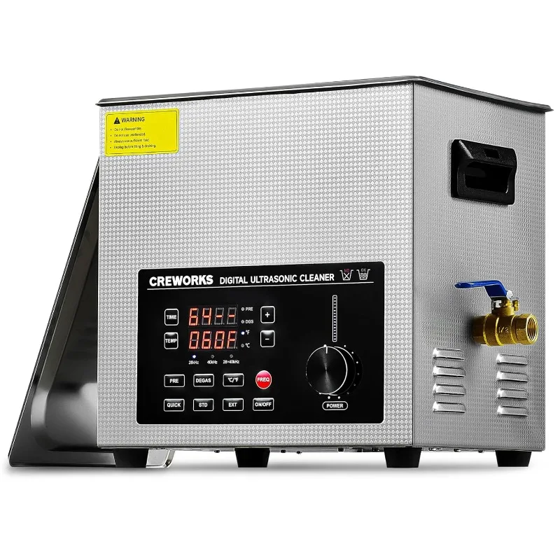 Creworks Dual Frekvencia 10L digitálny ultrazvukový čistiaci stroj, 28 a 40 kHz 200 W ultrazvukový čistič s nastaviteľným výkonom