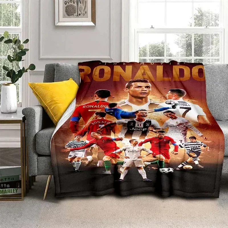 Cristiano R-Ronaldo CR7 Pattern Flanel Hrot Dride, viacúčelová dovolenková darčeková prikrývka Teplé a mäkké prikrývky Všetky sezóny