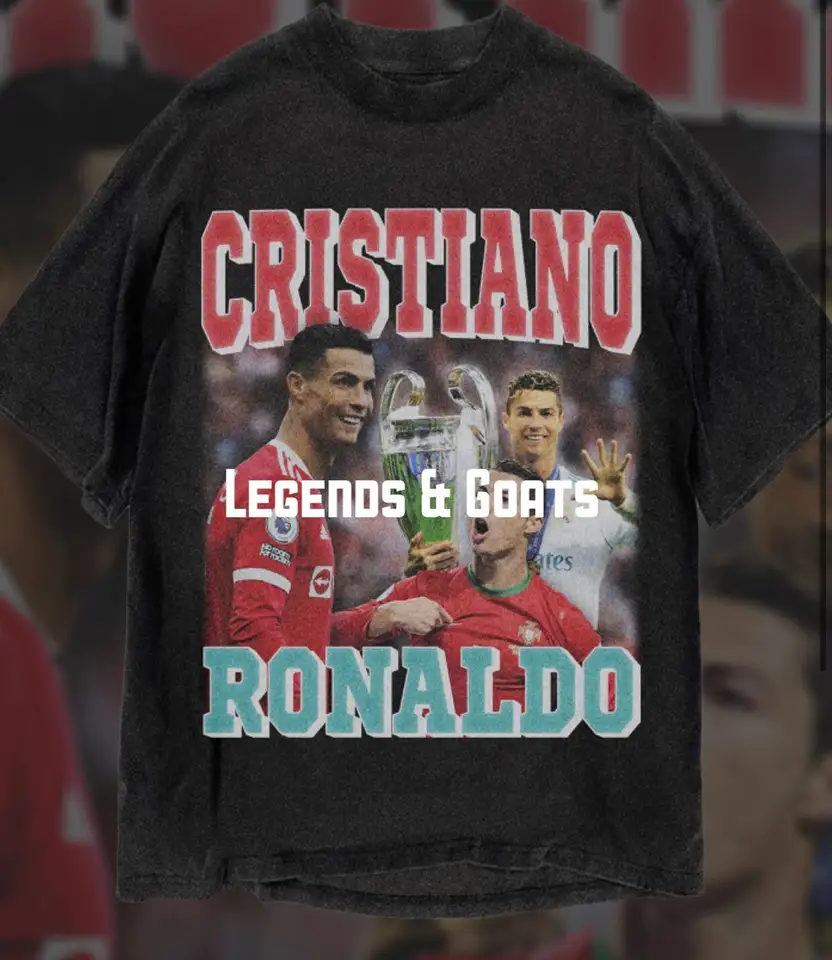 Cristiano Ronaldo-Portugal-Man United-Real Madrid-Vintage 90. roky inšpirovaný Sports Sports Rap Tee