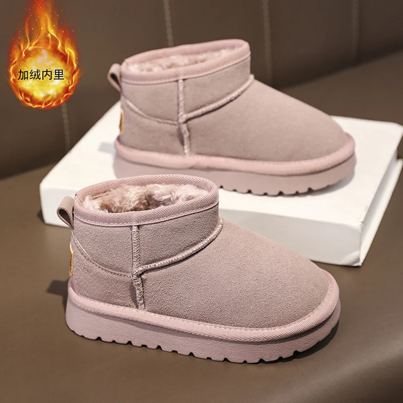 Crlaydk Classic Kids Snow Short Boots Kožušina lemovaná teplá zimná obuv proti sklzu pre chlapcov a dievčatá vonkajšie sklznutie na chôdza