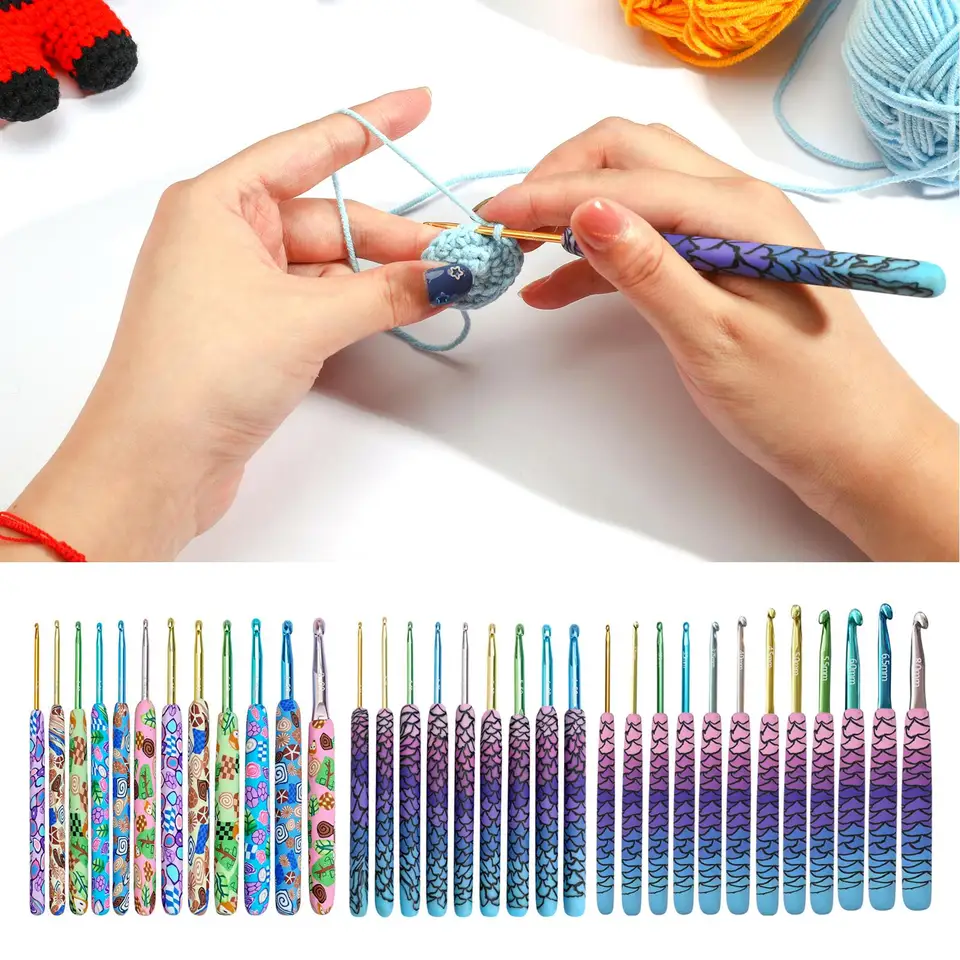 Crochet ET, 9/12ks 2,25-6,5/8 mm rukoväte, kľučky s hladkým pletením S, extra pletená priadza, darček pre ženy
