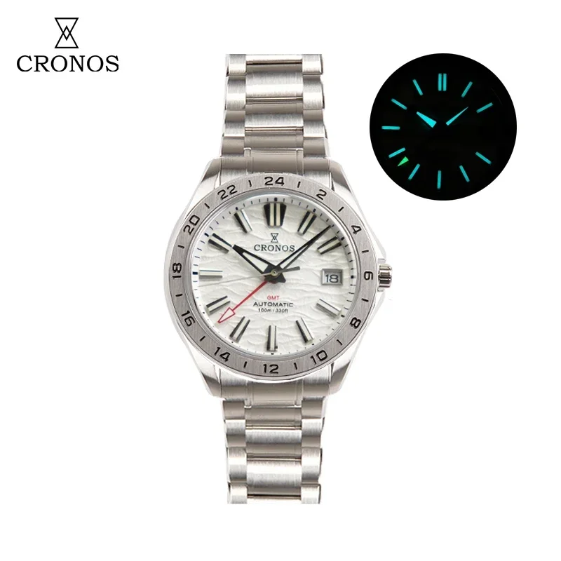 Cronos GS 39 mm púštna textúra Mechanické muži sledujú NH34 Automatická mechanická bublina zafírový sklenený náramok 10ATM L6029M